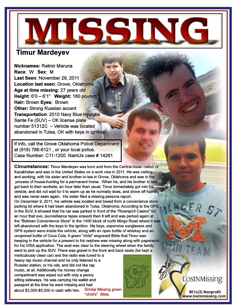 Timur Mardeyev 27 - Missing - Oklahoma-Nov2011-Who has info