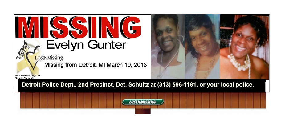 Evelyn Gunter 47 MISSING from Detroit Michigan since March 10, 2013