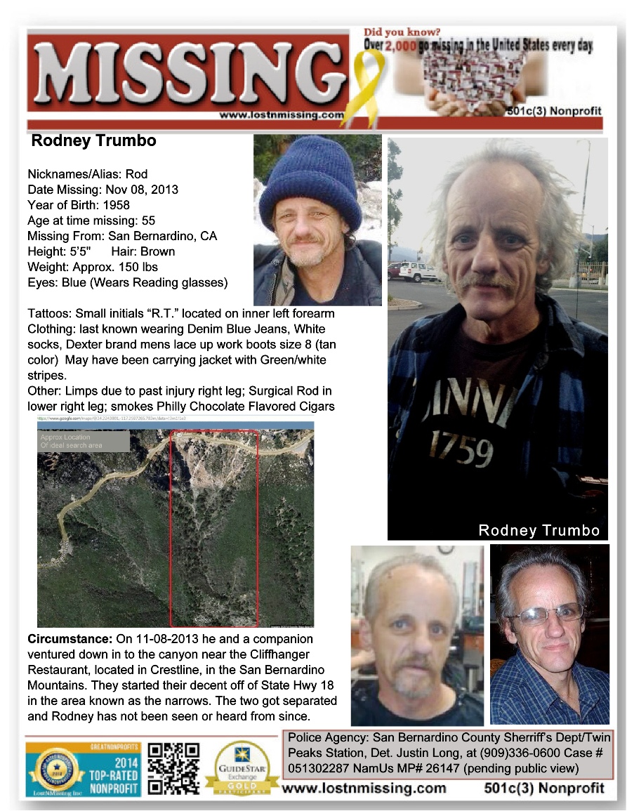 Rodney Trumbo MISSING - Nov 8 2013 - San Bernardino CA