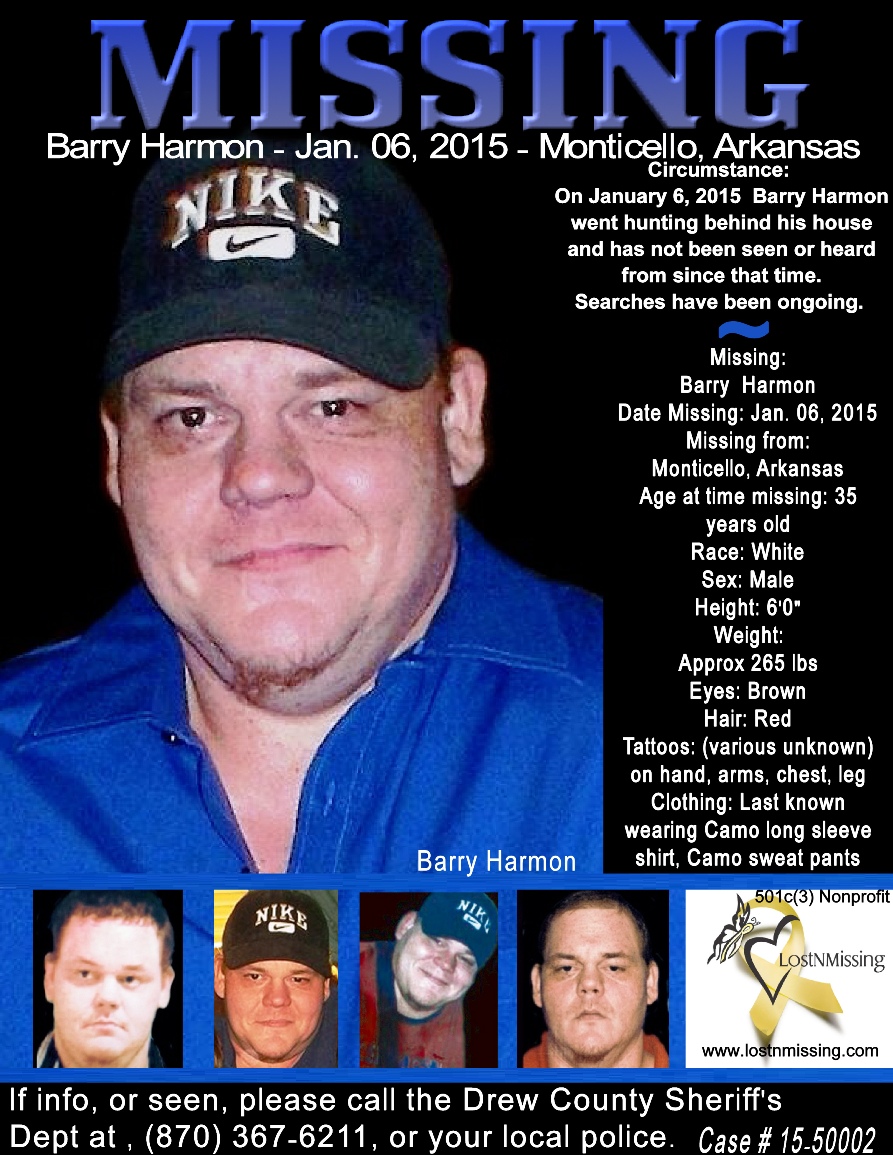 BARRY HARMON MISSING - Jan 5 2015 - Monticello Arkansas