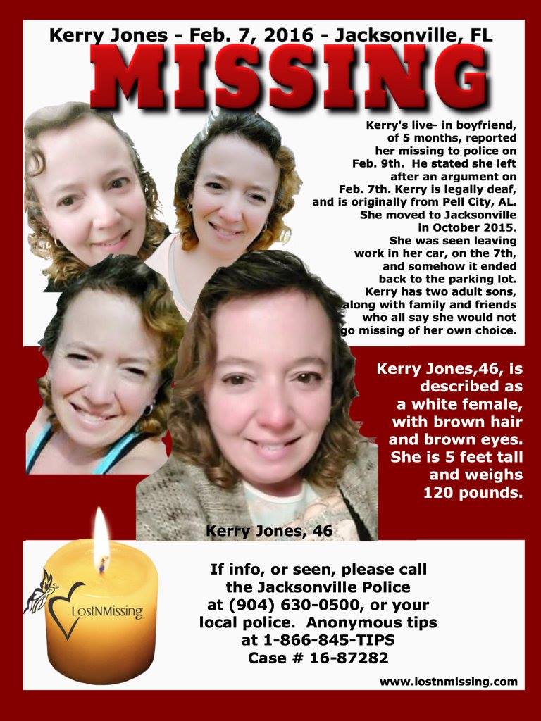 Missing -Kerry Jones, 46 - Jacksonville FL - Feb 7 2016