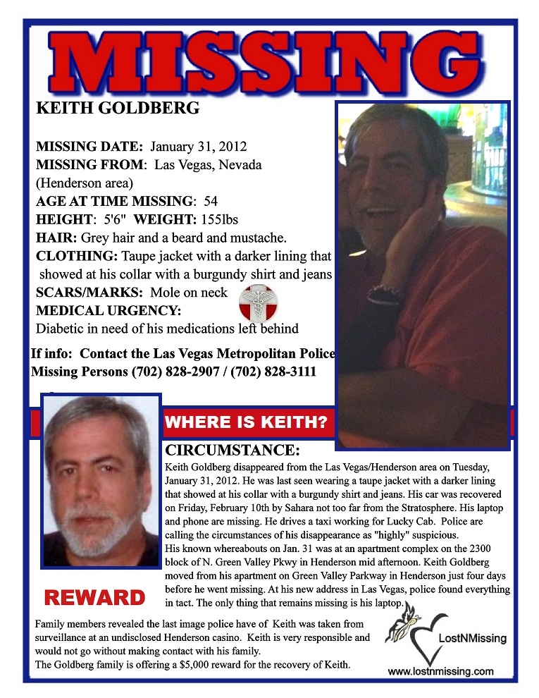 Keith Goldberg 54 - MISSING - Las Vegas Nevada - COLOR POSTER - Copy