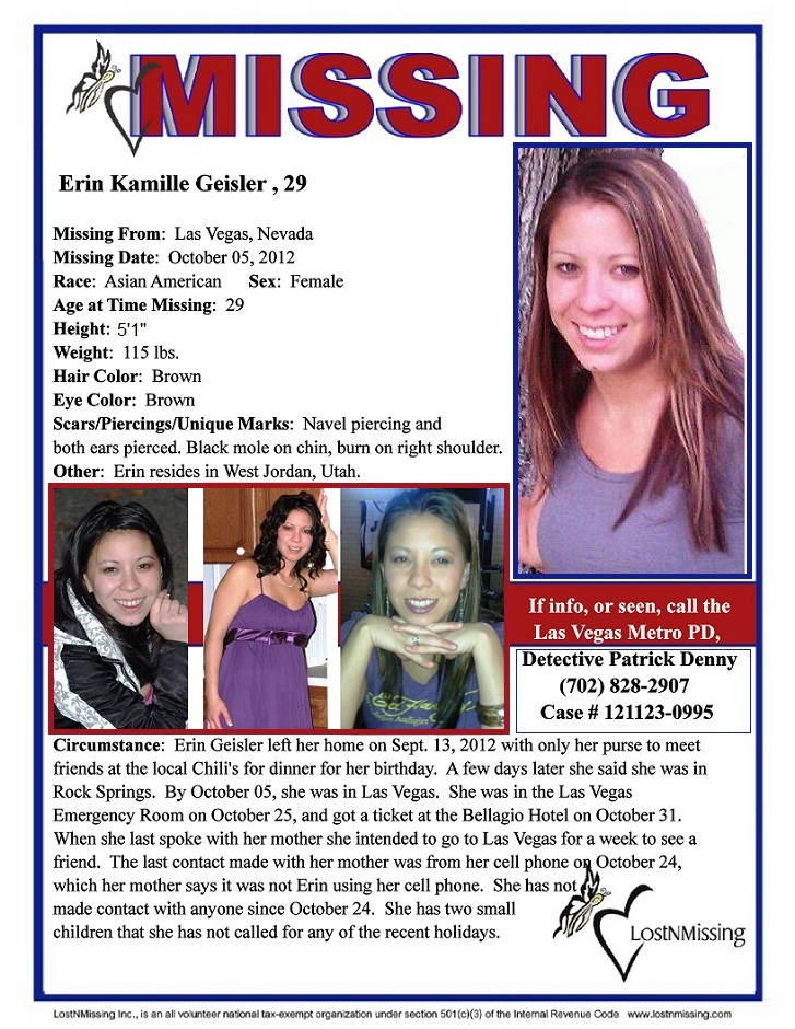 Erin Geisler 29 - Missing - Las Vegas Nv - Oct 2012