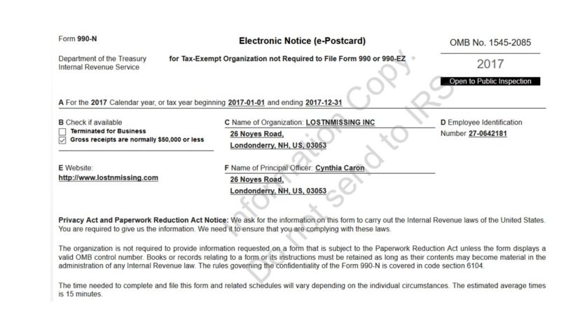2017-form-990n-electronic-tax-filing-lostnmissing-inc