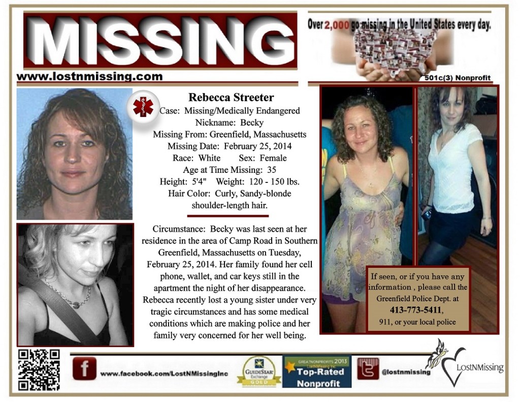 Rebecca Streeter MISSING - MA - Feb 25 2014