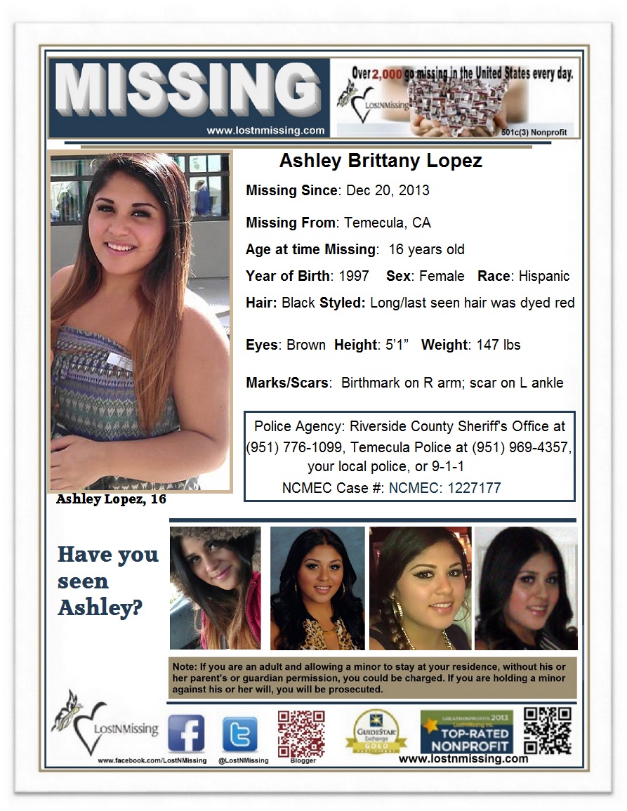 Ashley Brittany Lopez 16 MISSING - CA - Copy