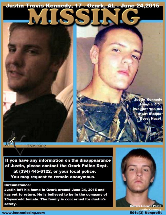 Justin Travis Kennedy – Missing Poster